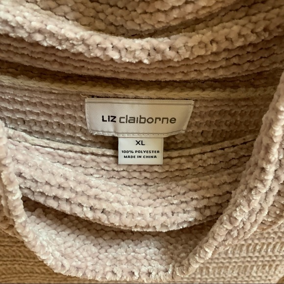 Liz Claiborne Beige/Cream Chenille Cowl Neck Sweater XL - Picture 5 of 7